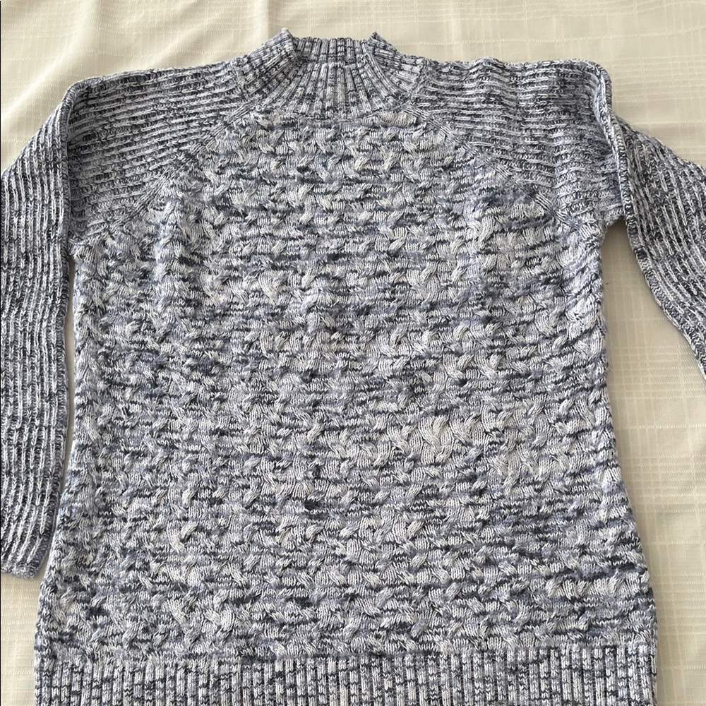 Blue Textured Knit Sweater